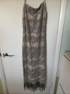 California concepts sparkly fringe vintage 90s metallic dress medium